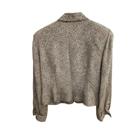 Dana Buchman Petites Leopard Print Silk Button Up Long Sleeve Blouse Size 4 - Picture 2 of 10